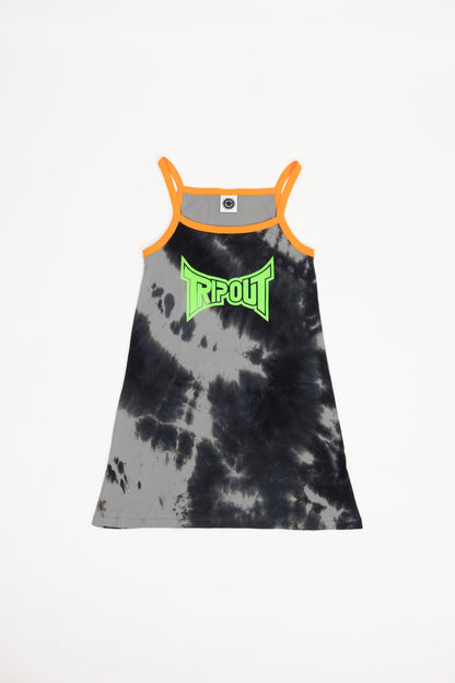 Trip Out Stretch Cotton Dress – Smoke Tie Dye