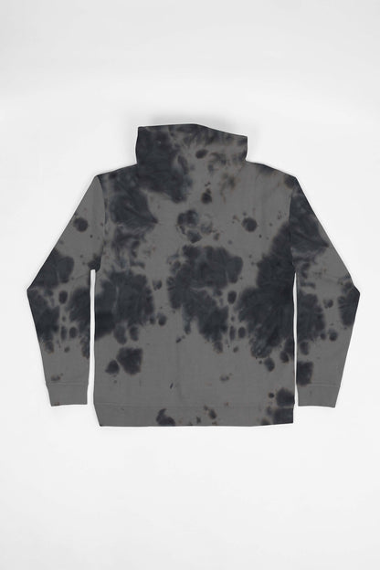 E Ruscha V Swirl Fleece Pullover Hood – Smoke Tie Dye