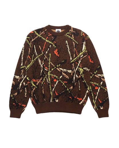 Crewneck Knit Sweater - Stick Camo